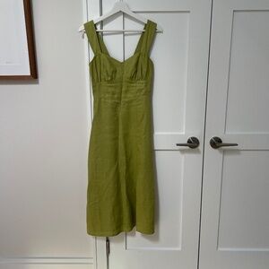 Reformation green linen dress size 2